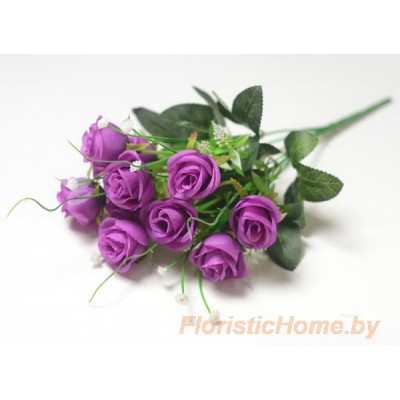 БУКЕТ ЦВЕТОВ Розы с берграссом, h 37 см, фиолетовый