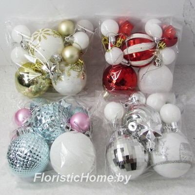ДЕКОР Набор ёлочных шаров, 10 шт., d (6+3) см, 0 - в ассортименте