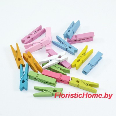 ДЕКОР Прищепки, 12 шт., h 4,5 см х d 0.8 см, ассорти
