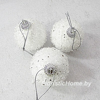 ДЕКОР Шар-подвеска в обсыпке, 3 шт., d 5 см, 0 - в ассортименте