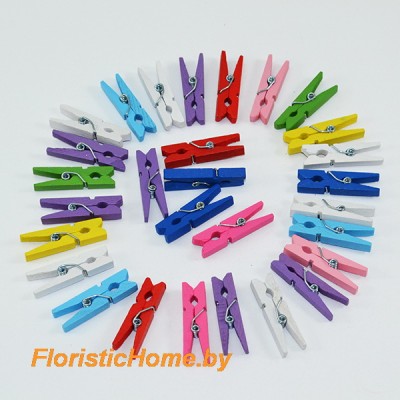 ДЕКОР Прищепки, 24 шт., h 2.5 см х d 0.4 см, 0 - в ассортименте