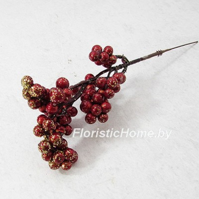Гроздь ягод мелких в блестках, d 0,7 мм х L 20 см , 0 - в ассортименте