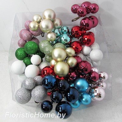 ДЕКОР Набор ёлочных шаров, 6 шт.в связке, d (3+ 4) см, 0 - в ассортименте