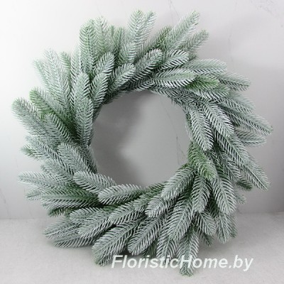 ВЕНОК из искусств. еловых лапок в белой патине , d 45 см, 0 - в ассортименте