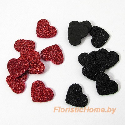 ДЕКОР Сердце, 20 шт. глиттерный фоамиран, d 1,5 см, 0 - в ассортименте