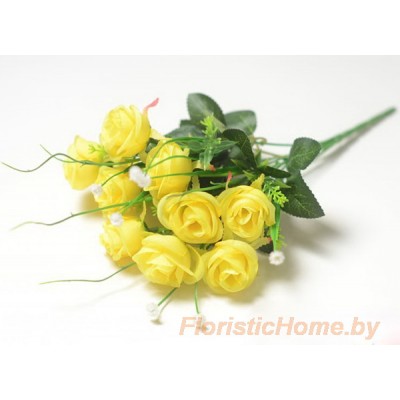 БУКЕТ ЦВЕТОВ Розы с берграссом, h 37 см, желтый
