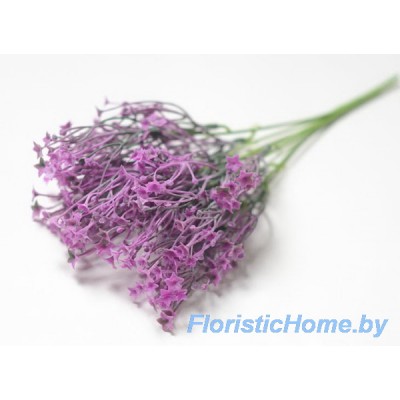ВЕТКА Куст со звездчатыми цветочками, Пластик с напылением, h 34 см, ярко-пурпурно-фиолетовый