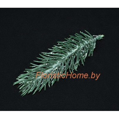 ВЕТКА Лапка елки одиночная в мелком снегу, Пластик, L 9,5 -11,5 см., серо-зеленый