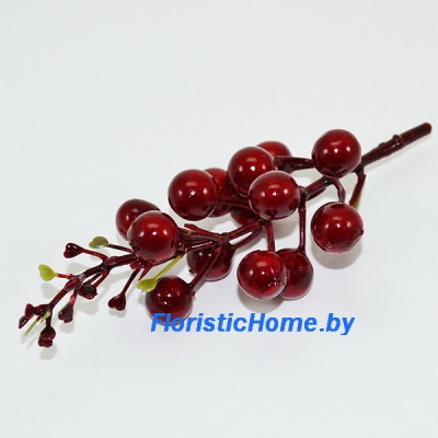 Ветка с ягодами, L 14 см, темно-красный