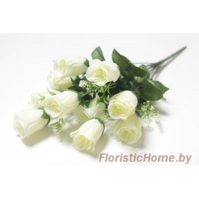 БУКЕТ ЦВЕТОВ Розы с завитками и тычинками, h 44 см, белый