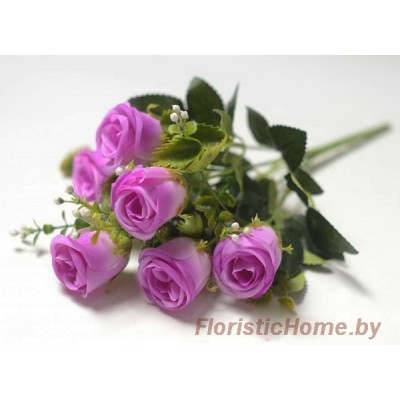 БУКЕТ ЦВЕТОВ Розы с ягодками, h 33 см, пурпурно-фиолетовый