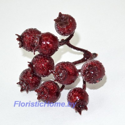 Гроздь ягод шиповника в сахаре, h 7 см, темно-красный