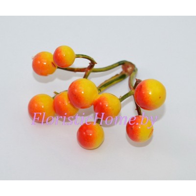 Гроздь ягод средних, d 0,7-1,5 см / h-5 cm, оранжевый-желтый