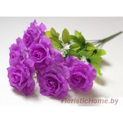 БУКЕТ ЦВЕТОВ Розы крупной с цветочками, h 60 см, пурпурно-фиолетовый