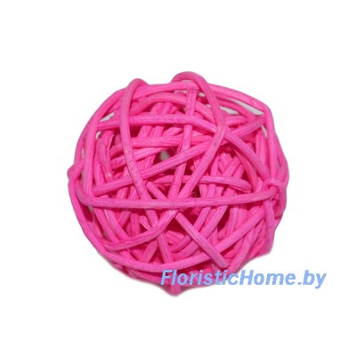 Ротанговый шар, d 4 см, пурпурно-розовый