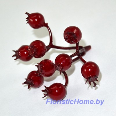 Гроздь ягод шиповника, h 6 см, темно-красный