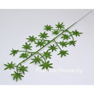 ВЕТКА Декоративная листва в глиттере, Пластик, L 41 см, травяной